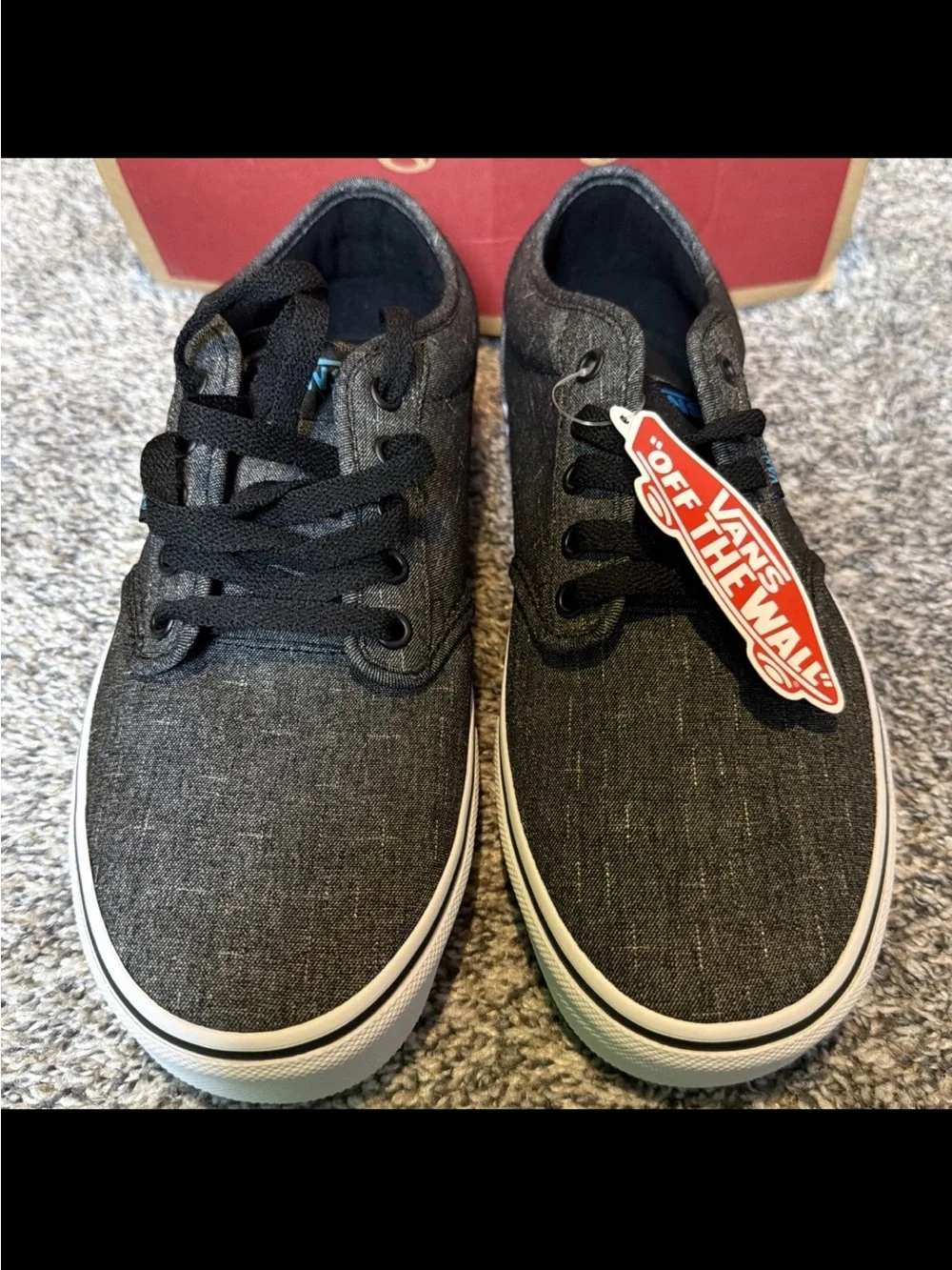 Vans Men’s Black Canvas Low-Top Sneakers with White Sole
